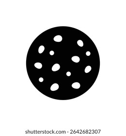 Round cookie with chocolate chips on white background