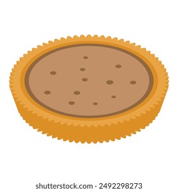 Round cookie with chocolate filling on white background
