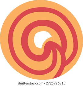 A round cookie filled with orange spiral jam, featuring vibrant color and fruity flavor appeal.