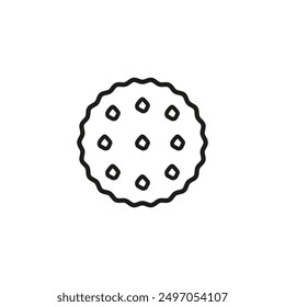 Round cookie icon. Biscuit and cracker symbol. Outline vector illustration on white background. 