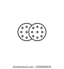 Round cookie icon. Biscuit and cracker symbol. Outline vector illustration on white background. 