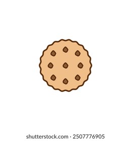 Round cookie icon. Biscuit and cracker symbol. Colored vector illustration on white background. 