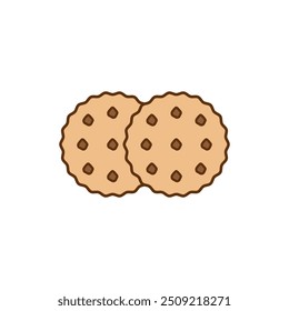 Round cookie icon. Biscuit and cracker symbol. Colored vector illustration on white background. 