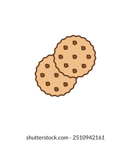 Round cookie icon. Biscuit and cracker symbol. Colored vector illustration on white background. 