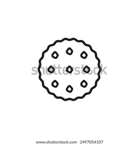 Round cookie icon. Biscuit and cracker symbol. Outline vector illustration on white background. 