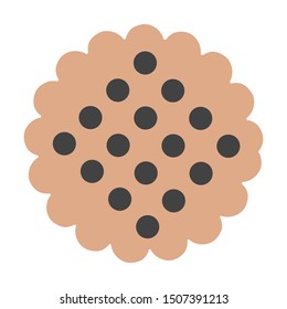 Round cookie icon. Cartoon illustration of round cookie vector icon for web 
