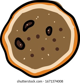 Galleta redonda, ilustración, vector sobre fondo blanco.