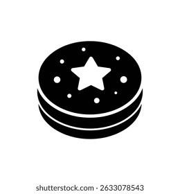 Round Cookie with Star Shape Icing, Colorful Dessert Decoration