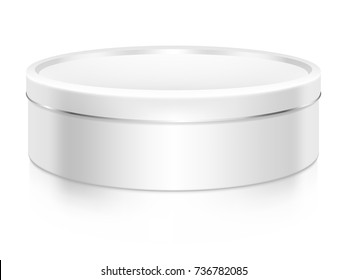 Round cookie tin box mock-up vector template. Good for packaging design.