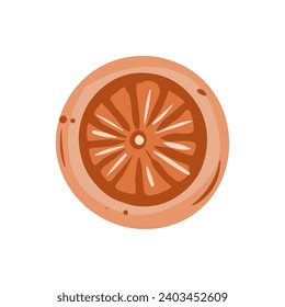 Round cookies with orange. An isolated cookie on a white background. Single cookie icon