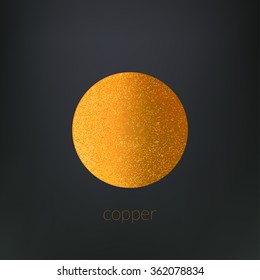 Round copper template on a dark background. Vector illustration.