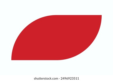 Round corner rectangle leaf red icon. A rectangular shape with two rounded corners isolated on a white background.