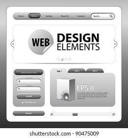 Round Corner Web Design Elements Graphite Gray Grayscale