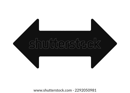 Round corners double arrow shape icon. A black two-sided direction symbol. Isolated on a white background.