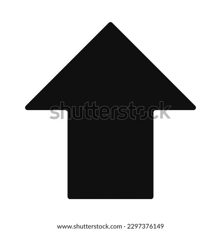 Round corners upward mini arrow icon. A small, black direction symbol. Isolated on a white background.