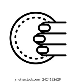 Round Cotton Pad in hand. Disposable makeup remover pads line icon vector. Facial beauty. Cleansing for healthy skin. Isolated contour symbol illustration