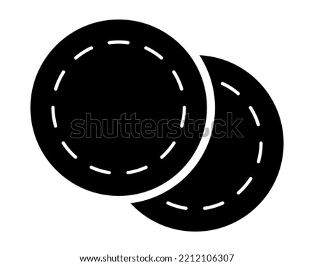 Round cotton pads. Black vector icon of cotton disks