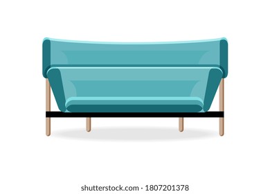 Round couch. Isolated comfortable round couch seat icon. Exclusive style living room sofa front view. Vector interior soft furniture design, home or lounge decoration and comfort