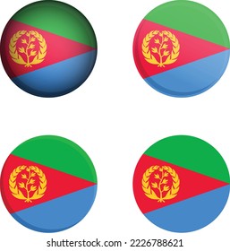 Round Country Flag in verschiedenen Stilen Disk Button Vektorgrafik Eritrea