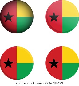 Round Country Flag in different styles disc badge vector illustration Guinea Bisseau