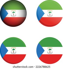 Round Country Flag in different styles disc badge vector illustration Equatorial Guinea