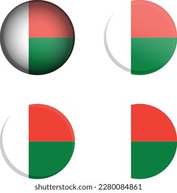 Round Country Flag in different styles disc badge vector illustration Republic of Madagascar
