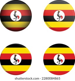 Round Country Flag in different styles disc badge vector illustration Republic of uganada