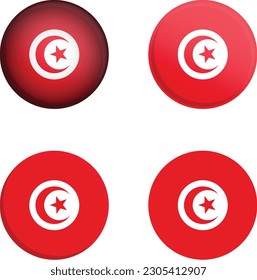 Bandera de país redondeado en estilos diferentes ilustración de vector de disco Túnez