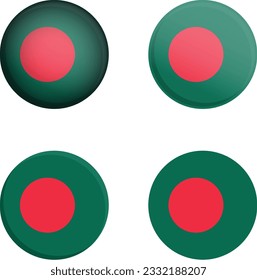 Round Country Flag in different styles disc badge vector illustration Bangladesh