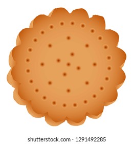 Round cracker biscuit icon. Cartoon of round cracker biscuit vector icon for web design isolated on white background