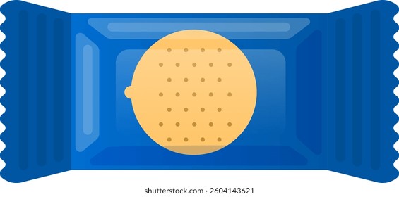 Round cracker in blue packaging with irregular edges showing through transparent layer, representing a simple yet satisfying snack or light meal option