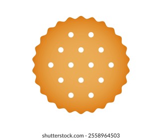 Round cracker. Sweet or salty biscuit cookie. Children's crunchy snack isolated on white background. Vector cartoon illustration.