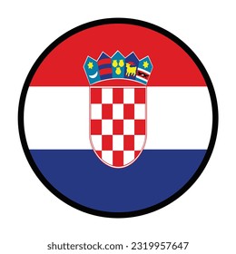 Round Croatia flag, flat vector logo icon. Simple vector button flag of Croatia. 