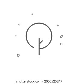 Round crown tree simple vector line icon. Tree sign isolated on white background. Editable stroke. Adjust line weight.