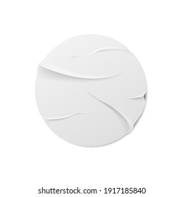 round crumpled sticker mock up