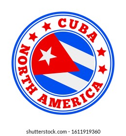 Round Cuba flag logo, vector illustration.