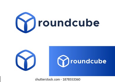 Rundwürfel, einfache moderne futuristische Linie Art Logo Vorlage Vektorgrafik