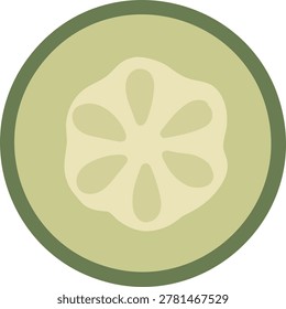 Round cucumber slice icon with seeds isolated on white background, perfect for healthy recipe graphics, food blog content
