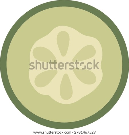 Round cucumber slice icon with seeds isolated on white background, perfect for healthy recipe graphics, food blog content