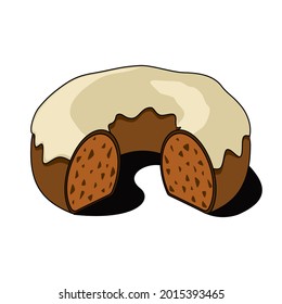Round cupcake. Vector 3d sketch line isometric, color icon illustration, flat style. Creative design idea and elements for infographics and website.