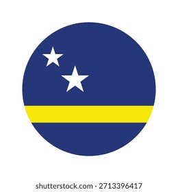 Round Curacao Flag. Vector Illustration.