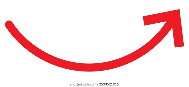 Round curl long arrow. Thin arrow curled symbol icon. Arrow swish sign.	
