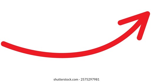 Round curl long arrow. Thin arrow curled symbol icon. Arrow swish sign.	