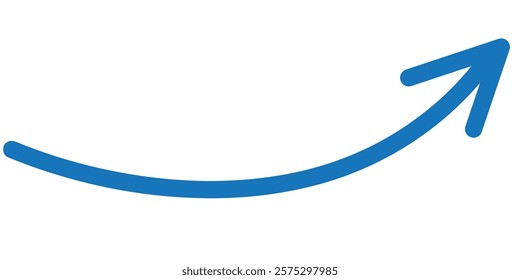 Round curl long arrow. Thin arrow curled symbol icon. Arrow swish sign.	