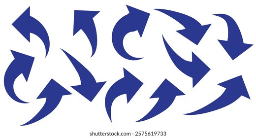 Round curl long arrow. Thin arrow curled symbol icon. Arrow swish sign.