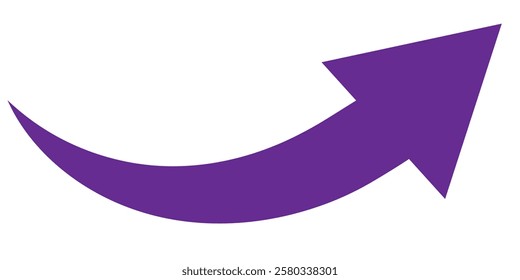 Round curl long arrow. Thin arrow curled symbol icon. Arrow swish sign.	