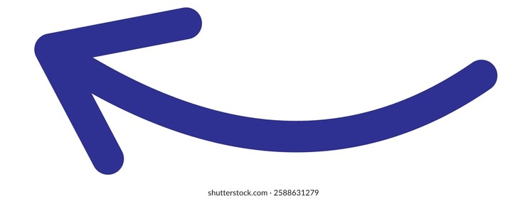 Round curl long arrow. Thin arrow curled symbol icon. Arrow swish sign.	