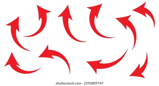 Round curl long arrow. Thin arrow curled symbol icon. Arrow swish sign.