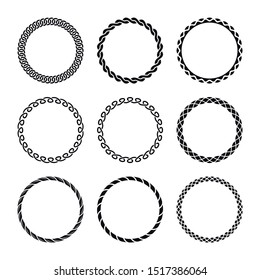 Round Curly Frames. Set of Different Frames on a White Background. 