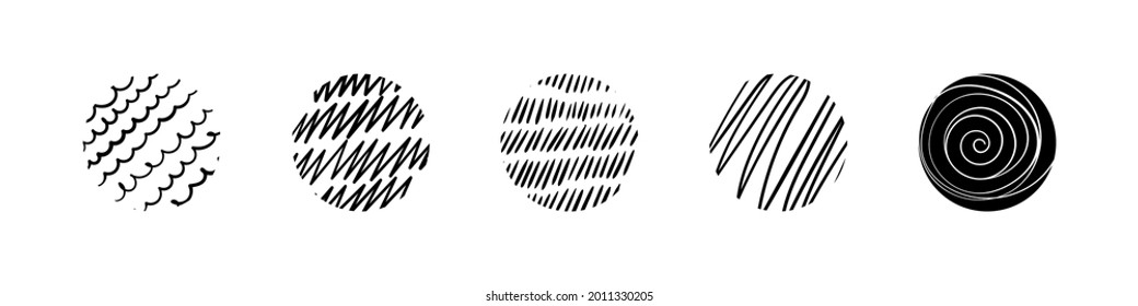 Round curve background in scribble doodle style vector texture illustration, graphic line style illustration.